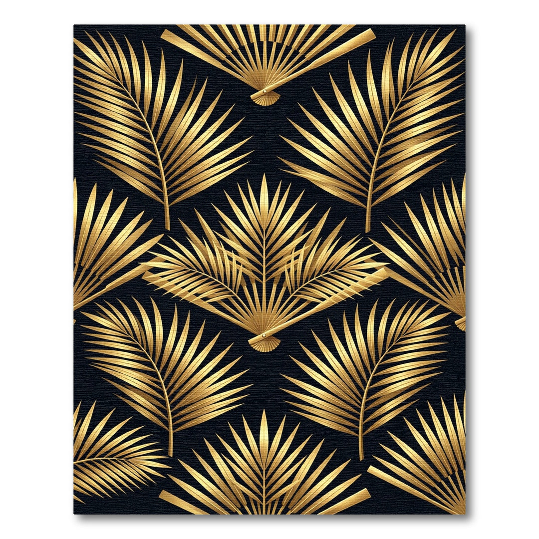 Gilded Palm Fronds Fan Composition Rug