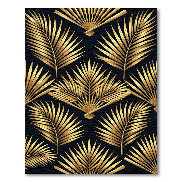 Gilded Palm Fronds Fan Composition Rug