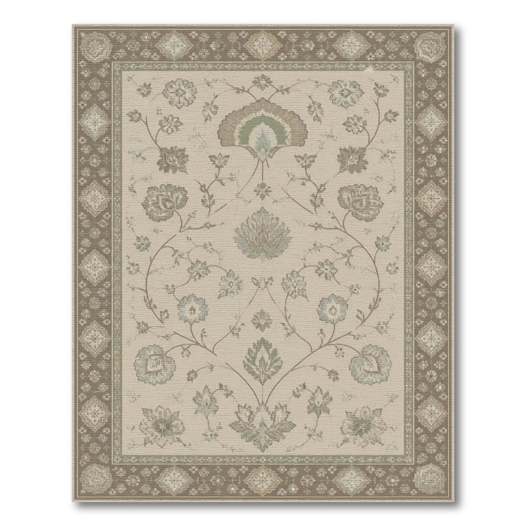 Beige Floral Vintage Area Rug