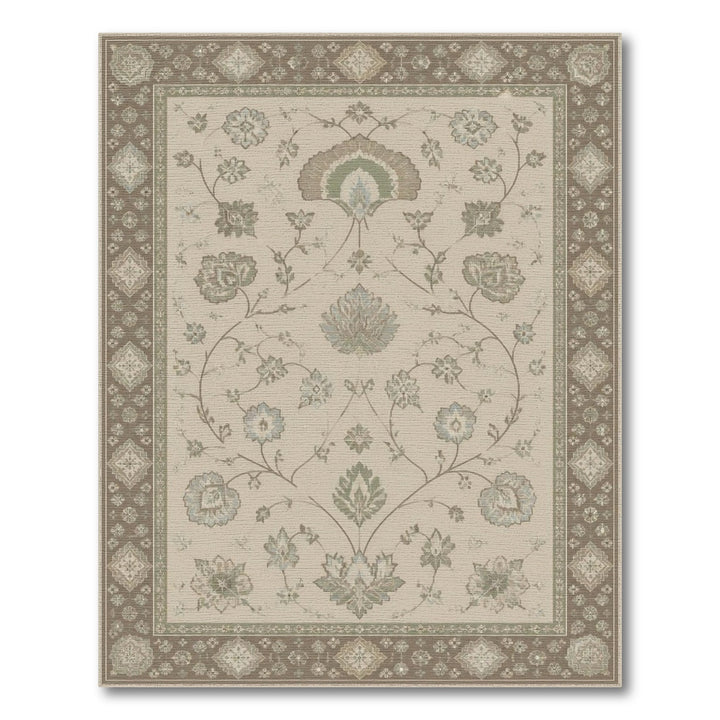 Beige Floral Vintage Area Rug