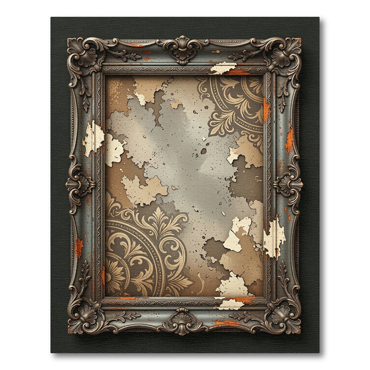 Ornate Aged Frame Faded Tapestry Rug