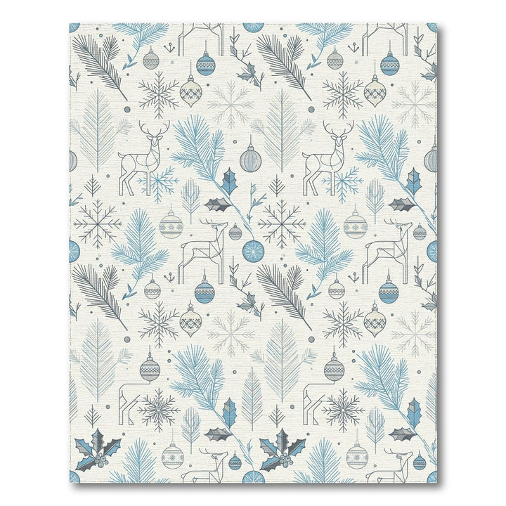 Winter Deer Snowflakes Holly Christmas Ornament Rug