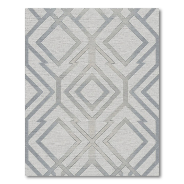 Pale Gray Geometric Art Deco Rug