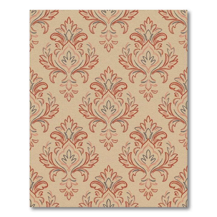 Terracotta Floral Damask Scrolling Vine Rug