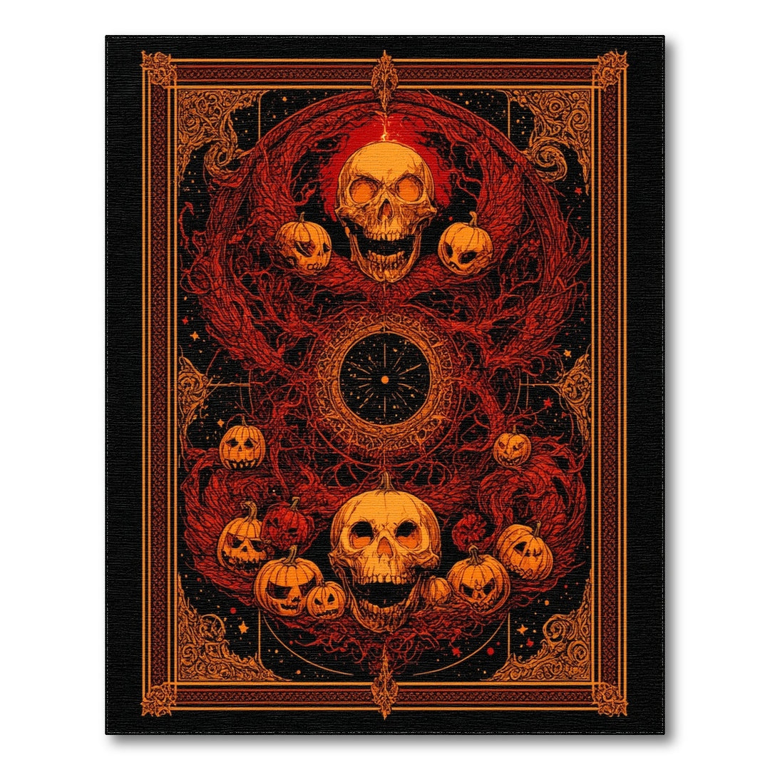 Gothic Skull Pumpkin Area Rug