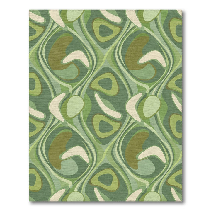 Retro Green Abstract Swirl Rug