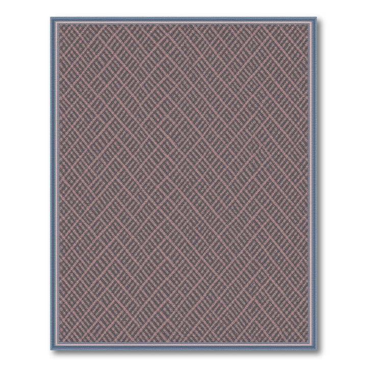 Blue Border Pink Geometric Lattice Rug