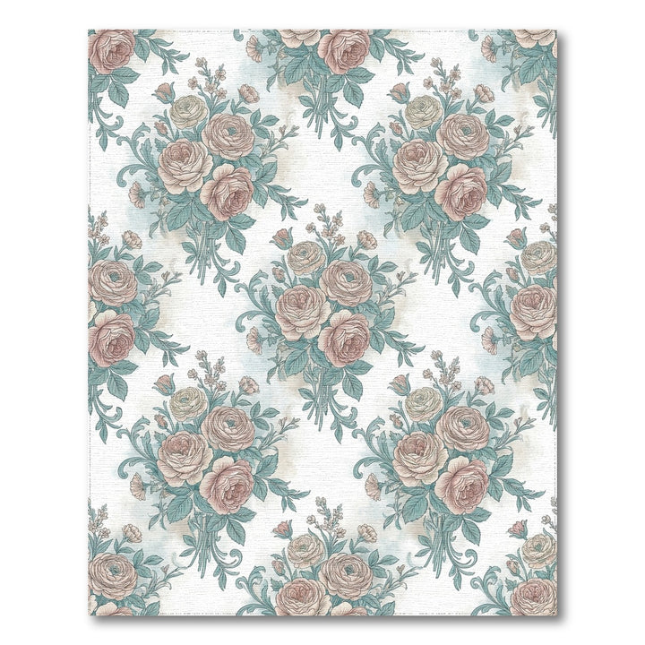 Vintage Pink Rose Bouquet Floral Rug