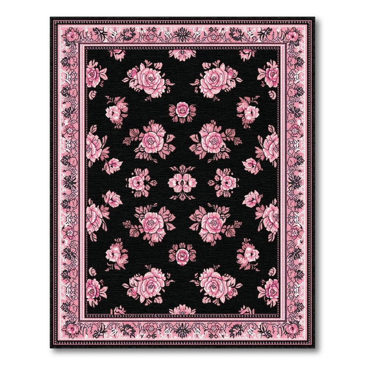 Pink Rose Floral Vintage Area Rug