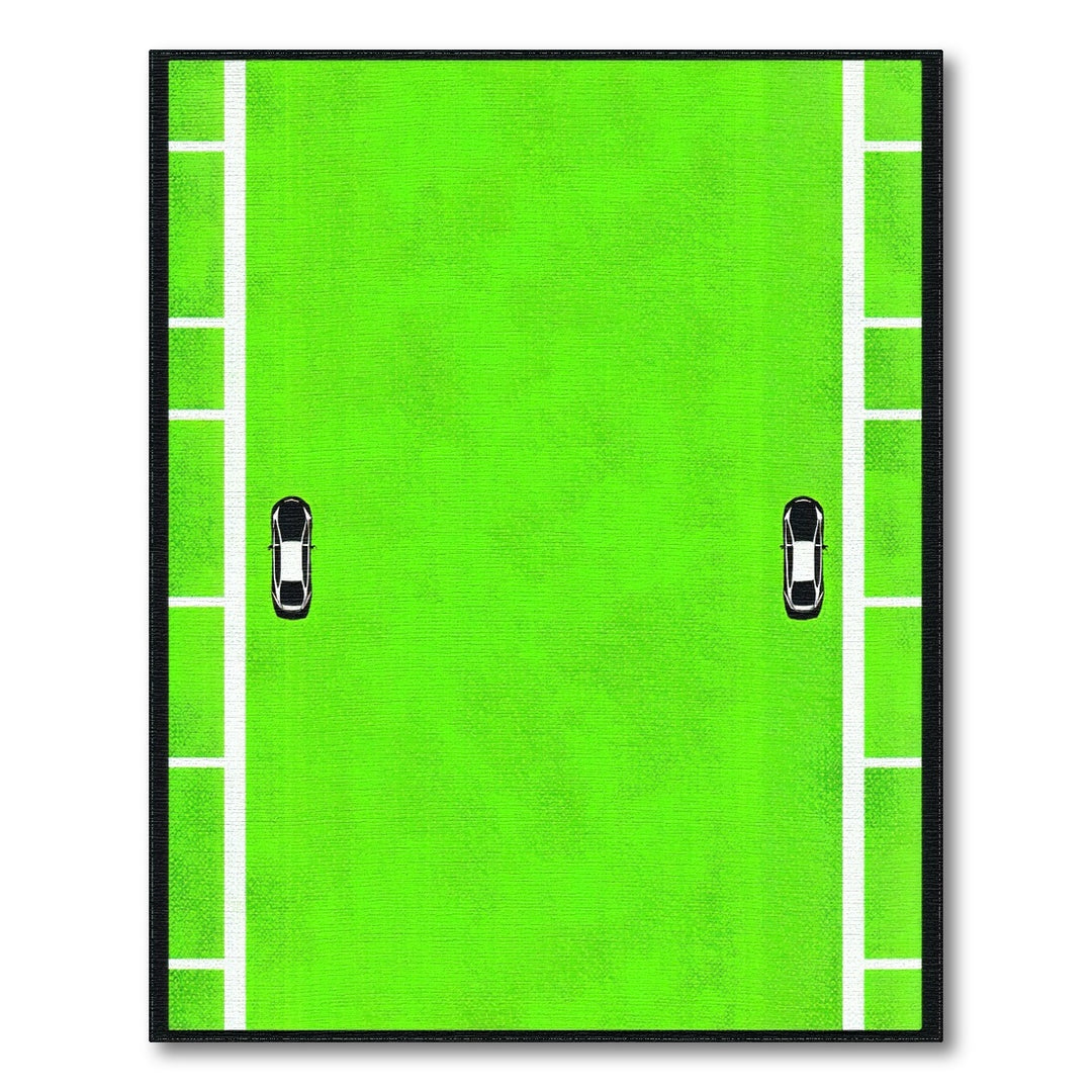 Green Geometric Court Area Rug