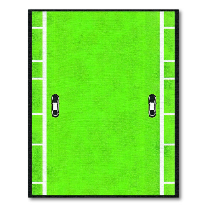 Green Geometric Court Area Rug