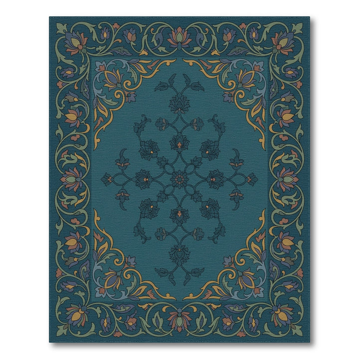 Emerald Floral Medallion Border Rug