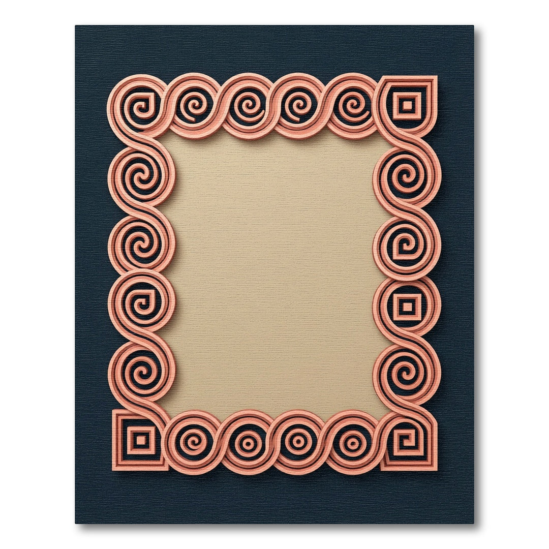 Rose Gold Geometric Scroll Border Rug