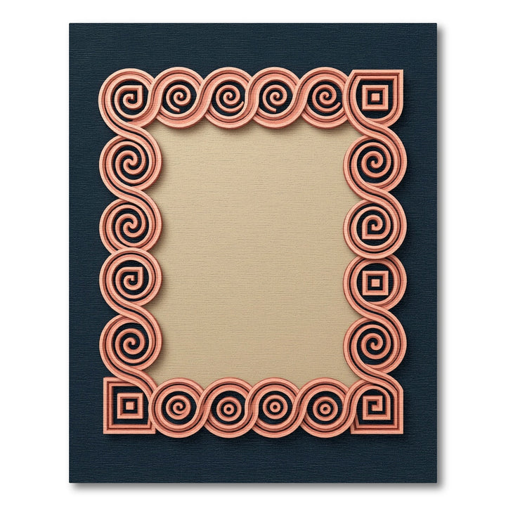 Rose Gold Geometric Scroll Border Rug