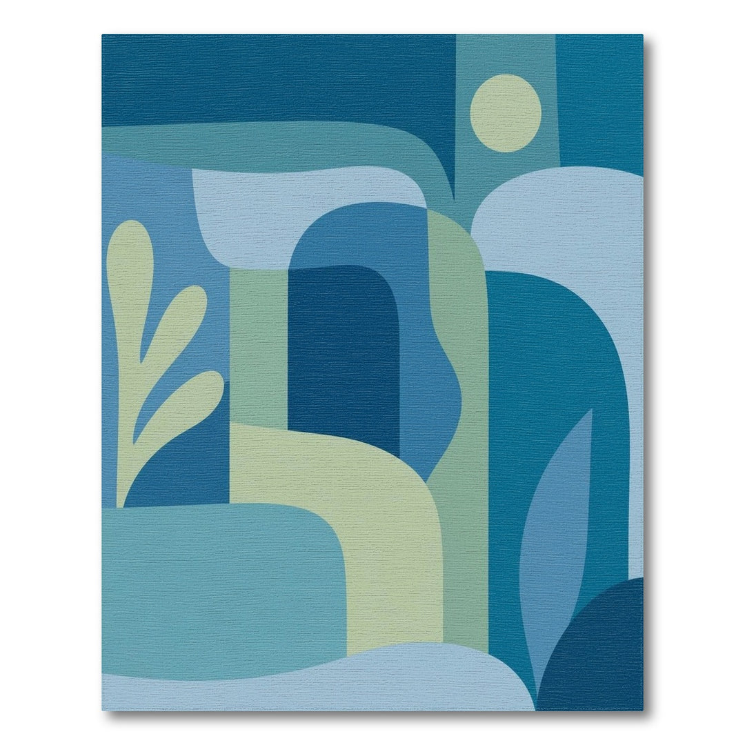 Blue Teal Abstract Washable Area Rug