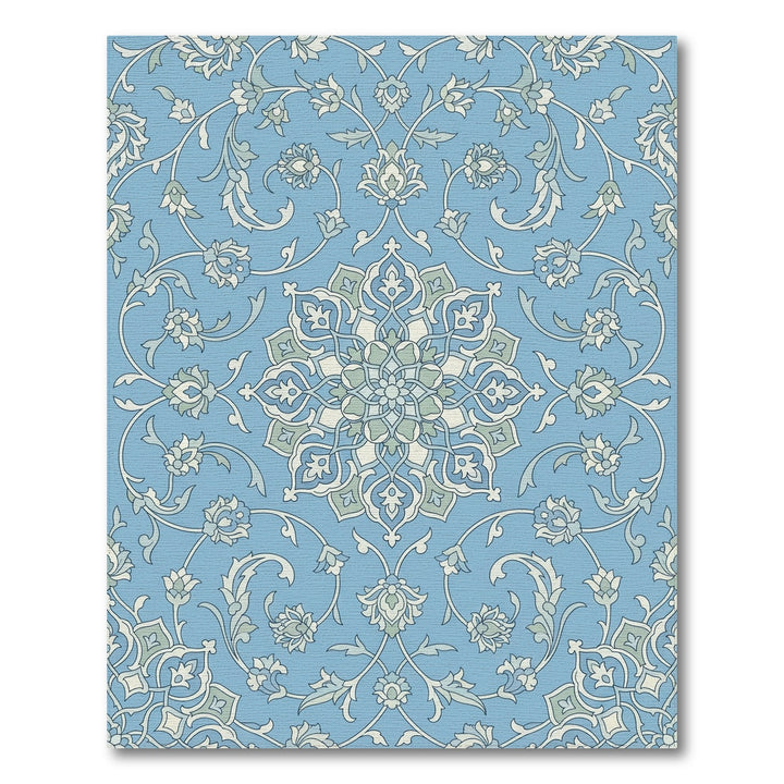 Light Blue Floral Mandala Arabesque Rug