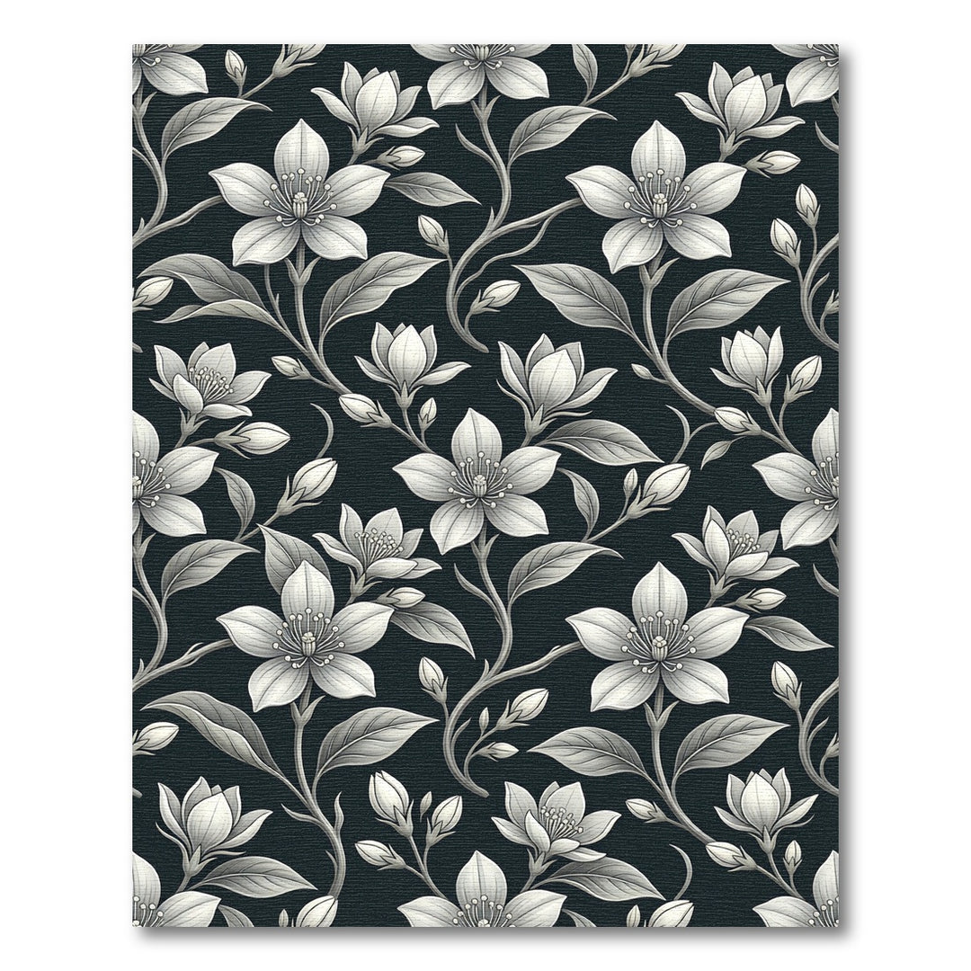 Elegant White Floral Vintage Rug