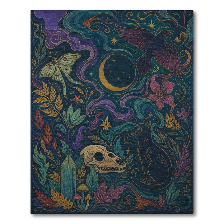 Mystical Black Cat Purple Boho Chic Area Rug