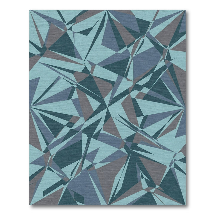 Cool Blue Geometric Facet Rug