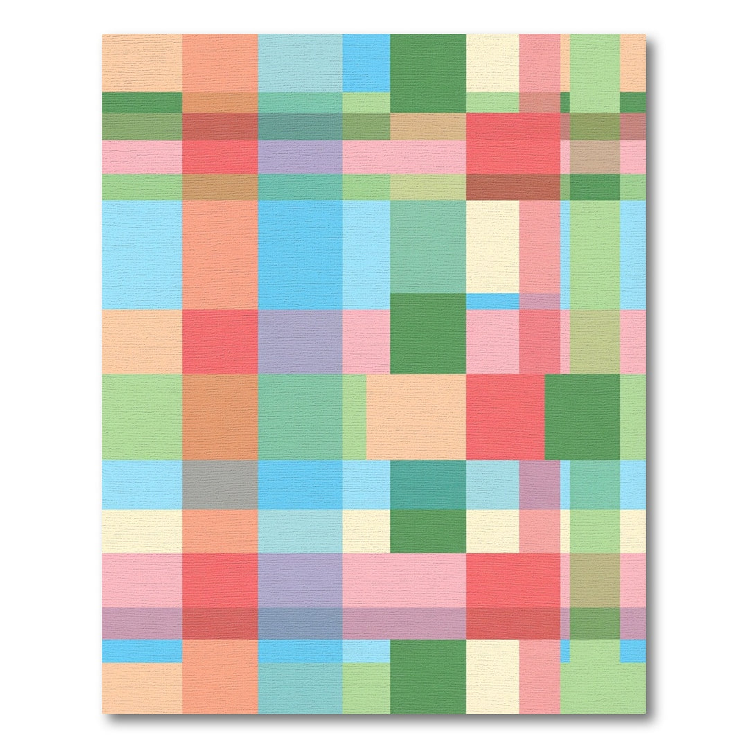 Pastel Plaid Geometric Color Block Rug