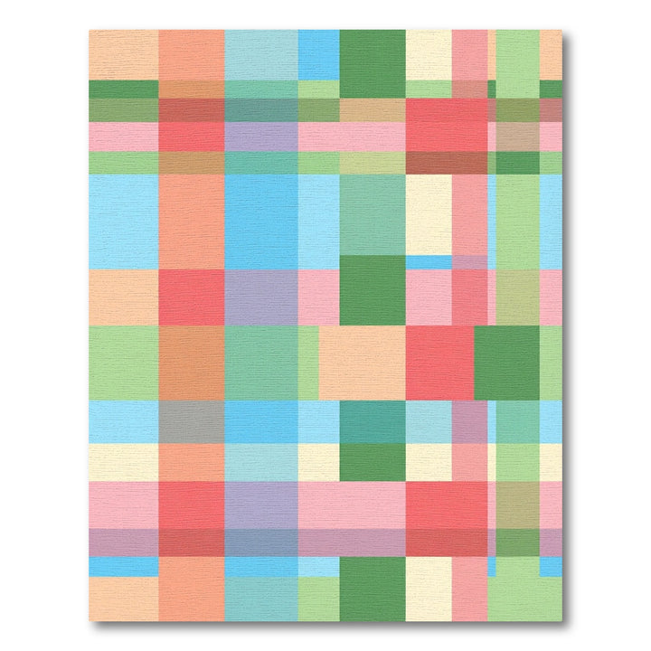 Pastel Plaid Geometric Color Block Rug