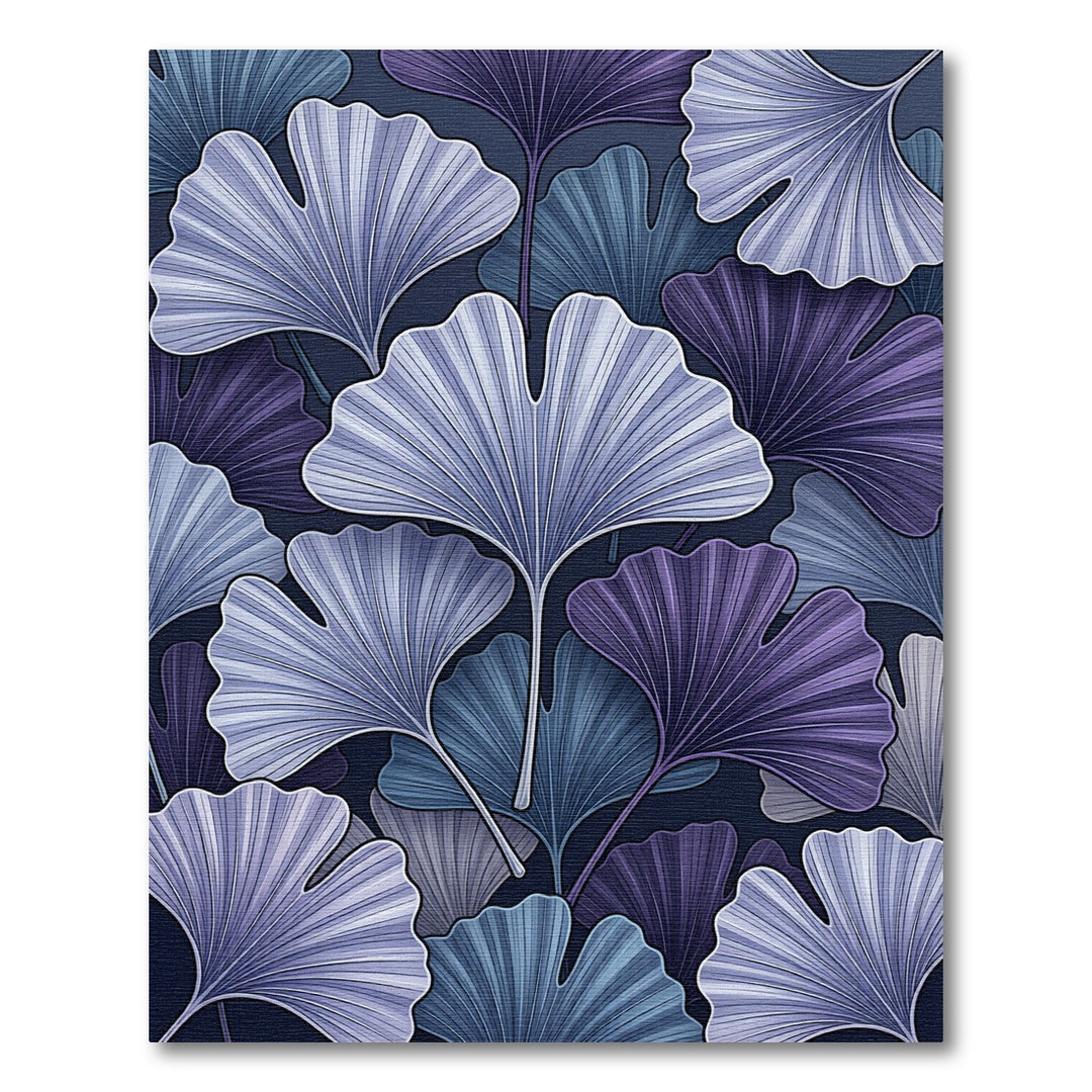 Cool Indigo Ginkgo Leaf Collage Rug
