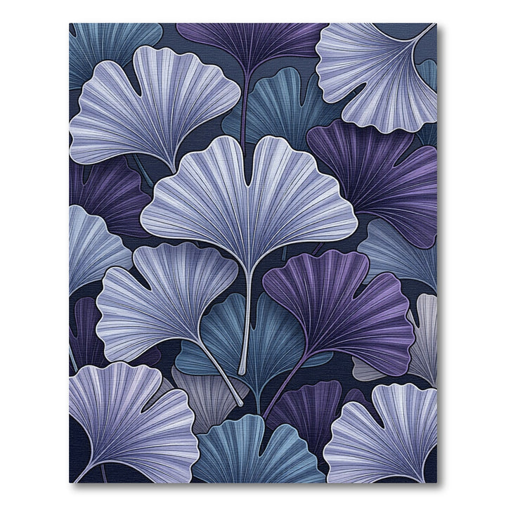 Cool Indigo Ginkgo Leaf Collage Rug