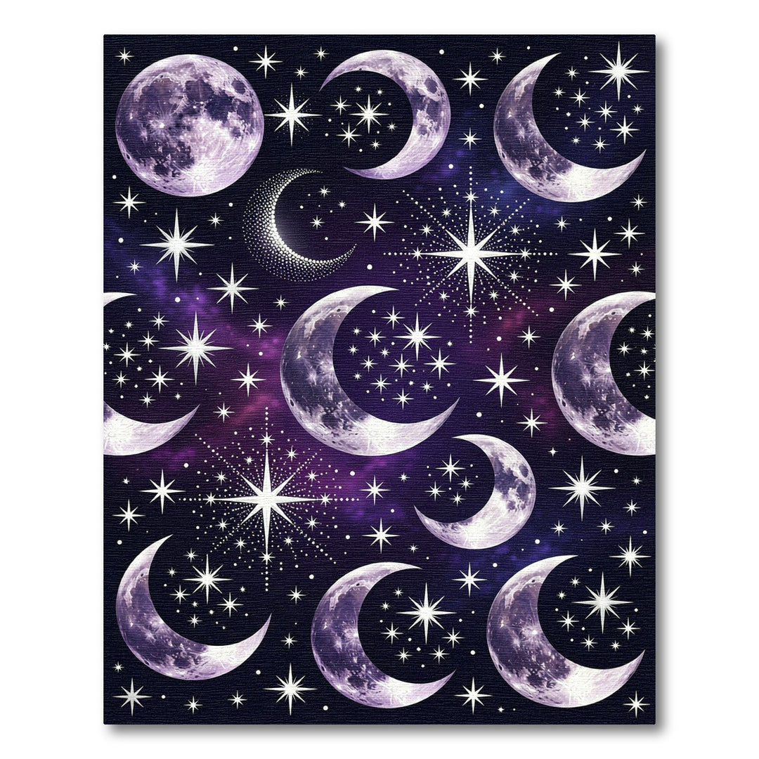 Celestial Moon Stars Purple Nebula Rug