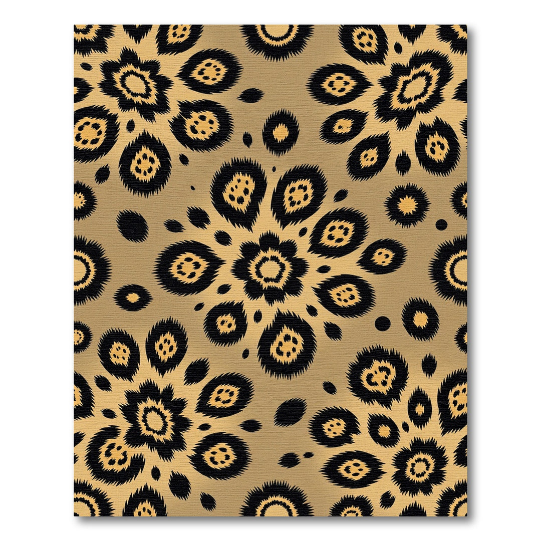 Golden Leopard Spot Floral Rug
