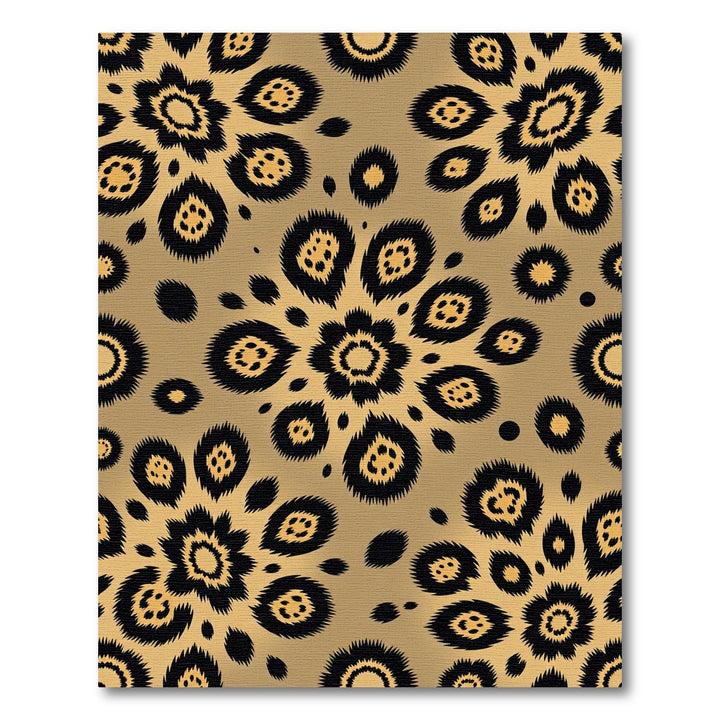 Golden Leopard Spot Floral Rug
