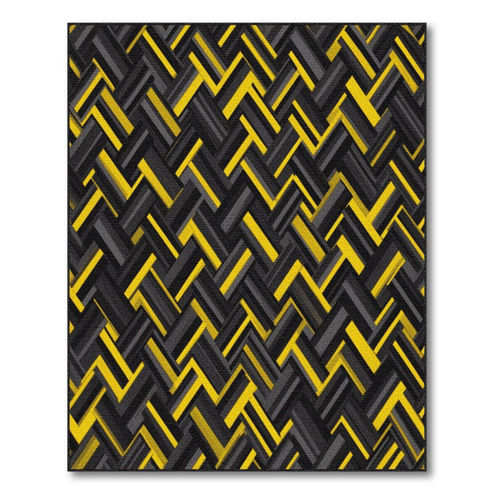 Bold Yellow Geometric Herringbone Area Rug