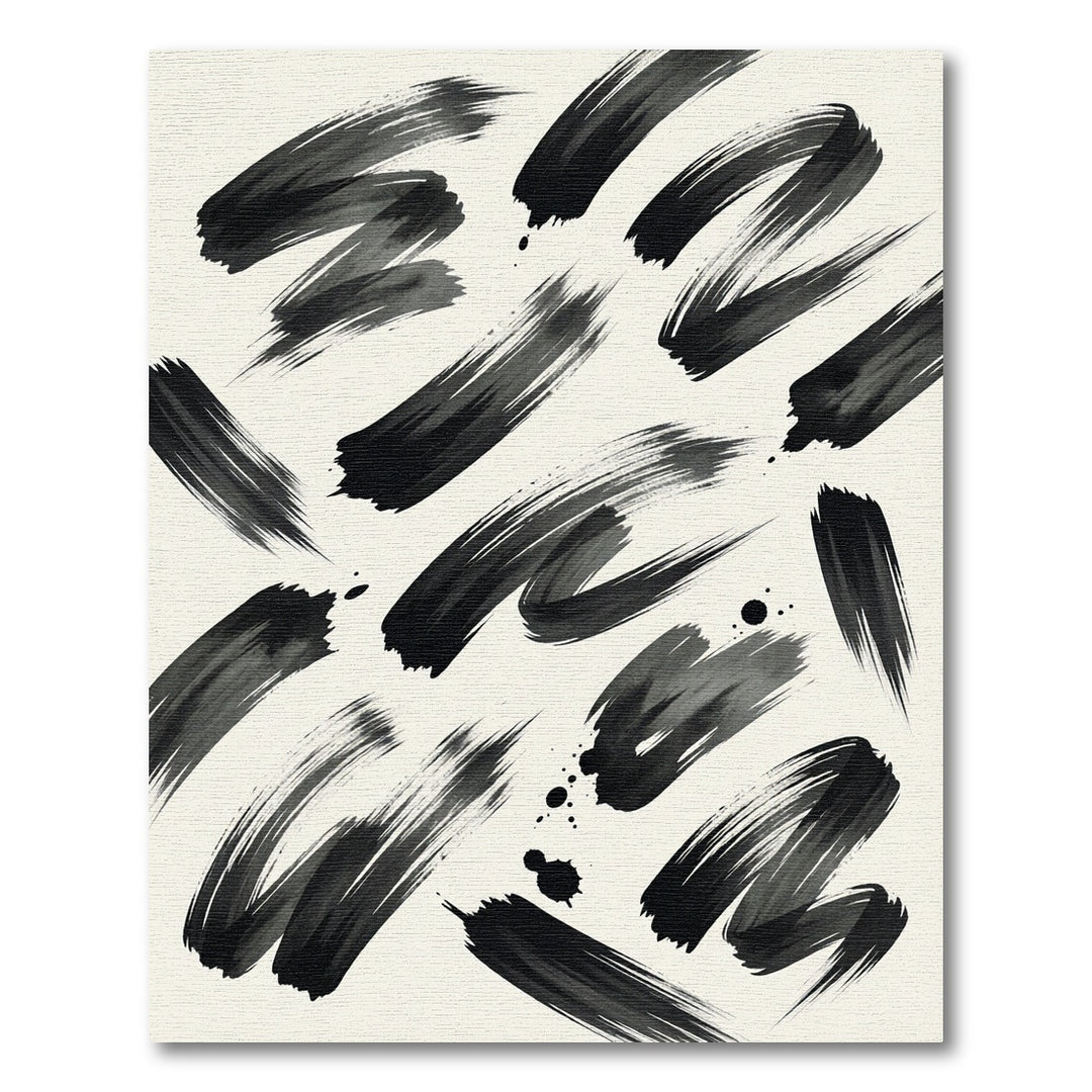 Bold Black Ink Brushstroke Rug