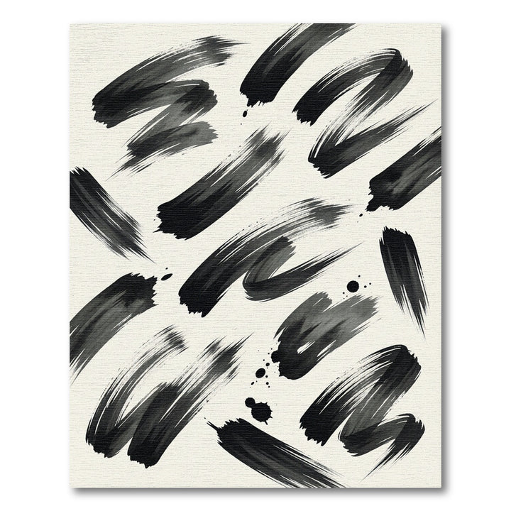 Bold Black Ink Brushstroke Rug