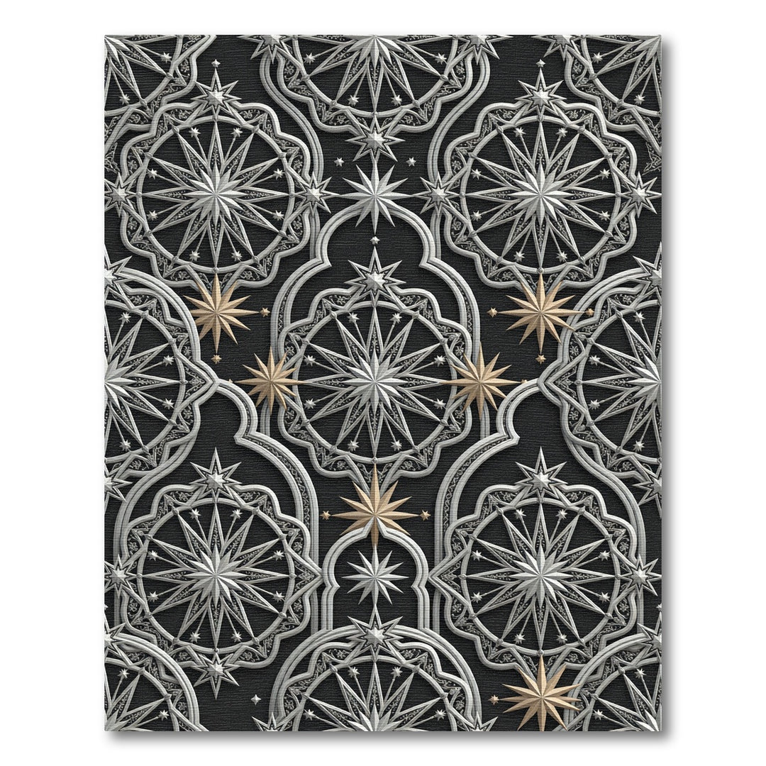 Luxurious Silver Gold Starburst Rug