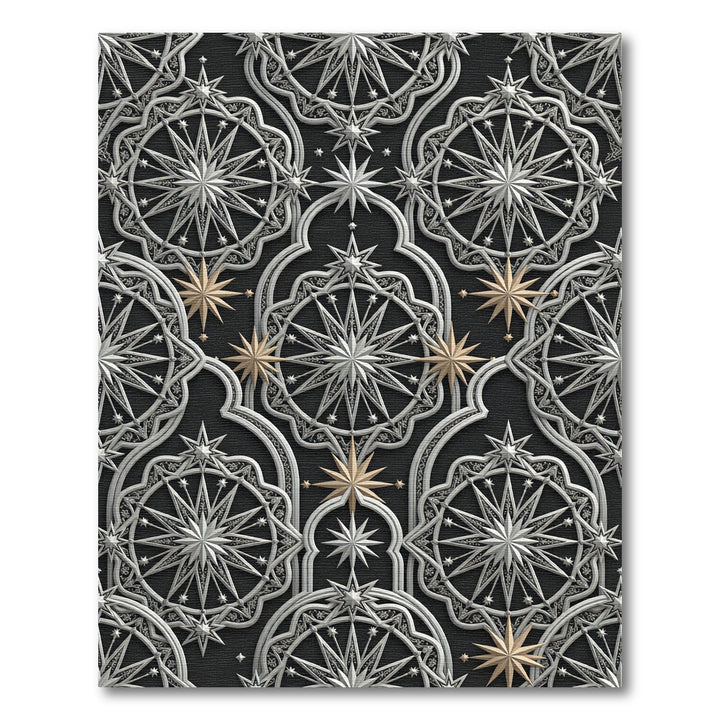Luxurious Silver Gold Starburst Rug
