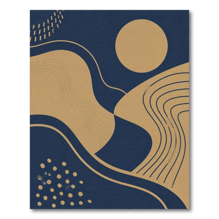 Blue and Teal Navy Gold Abstract Wave Area Rug