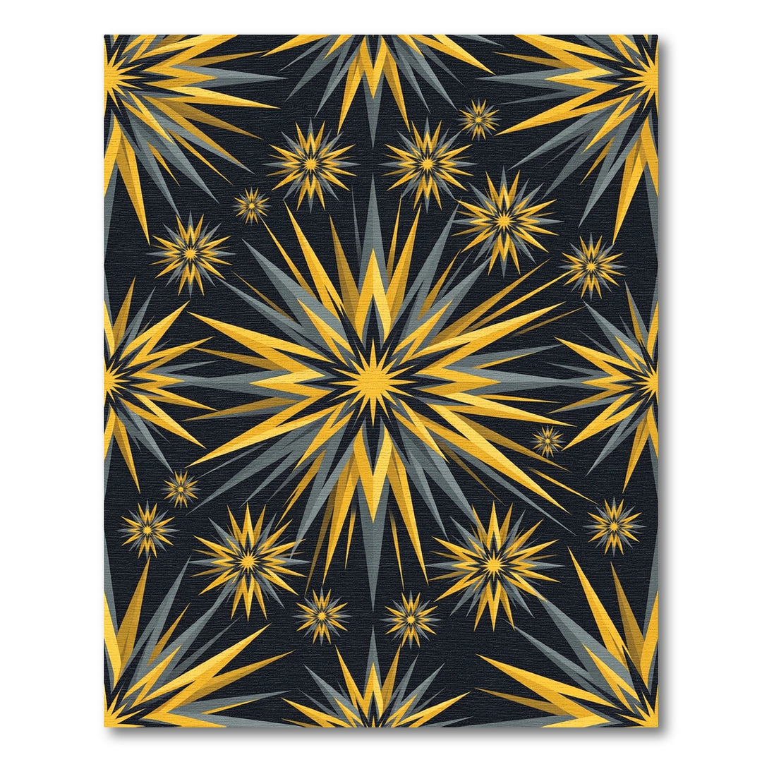Golden Gray Starburst Explosion Rug