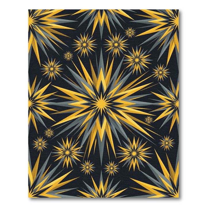 Golden Gray Starburst Explosion Rug
