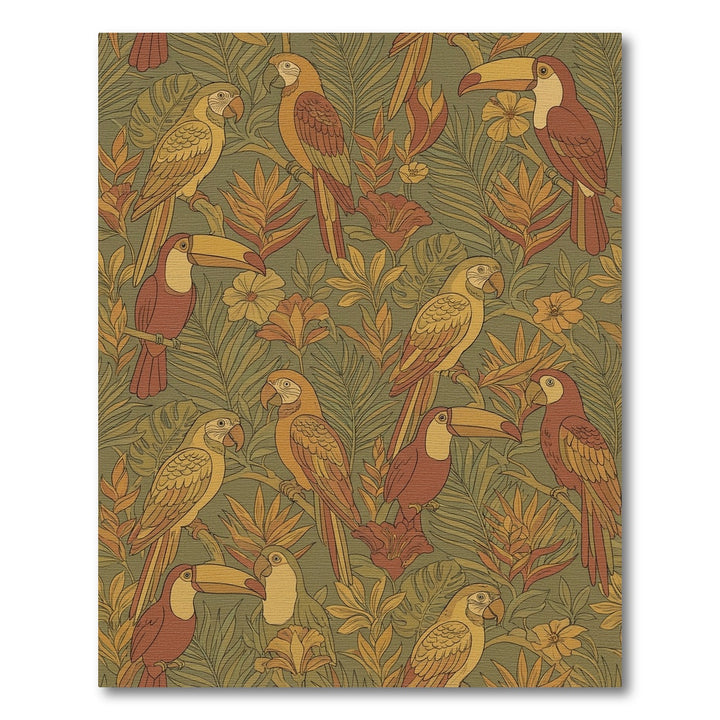 Tropical Avian Parrot Toucan Foliage Rug