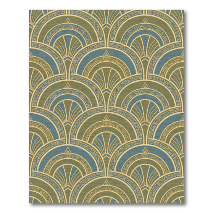 Art Deco Teal Ochre Fan Rug