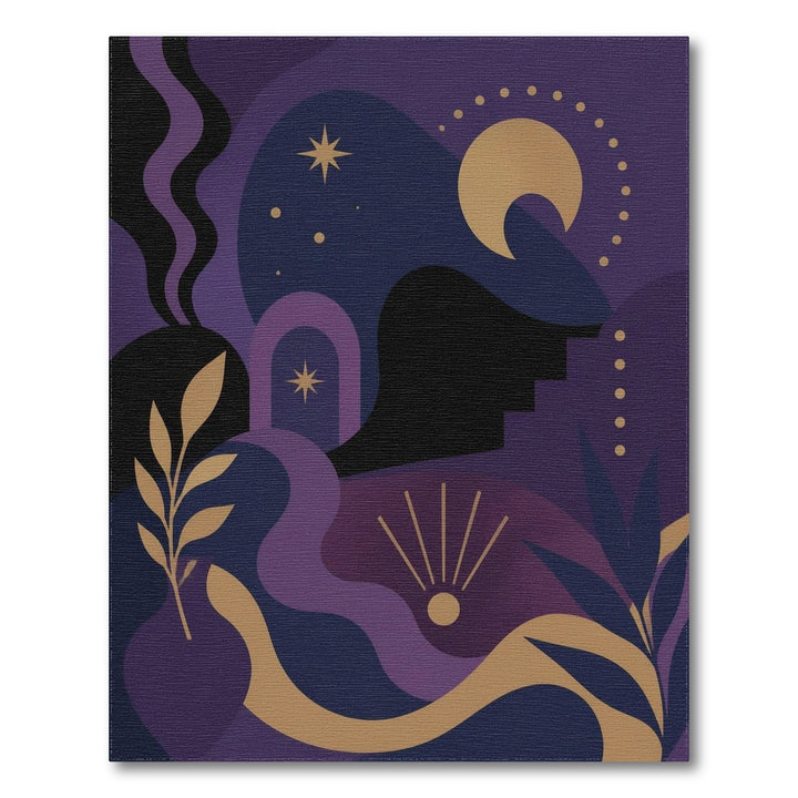 Celestial Purple Moon Phase Area Rug