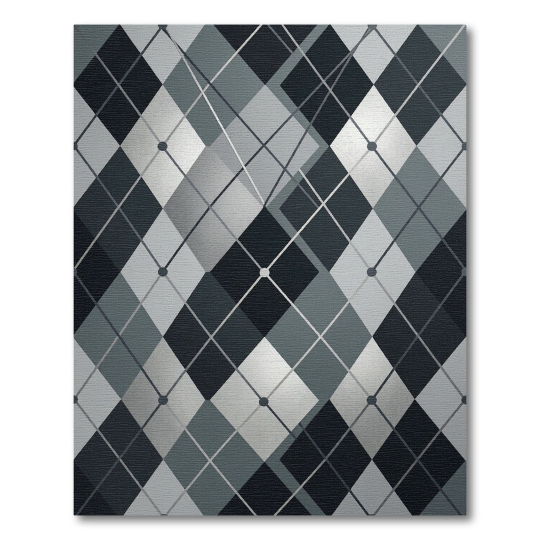 Modern Gray Argyle Diamond Rug