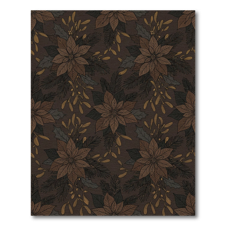 Brown Poinsettia Pine Holly Mistletoe Rug