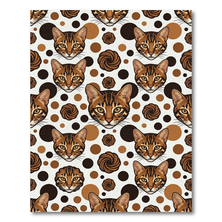 Brown Bengal Cat Face And Swirls Rug