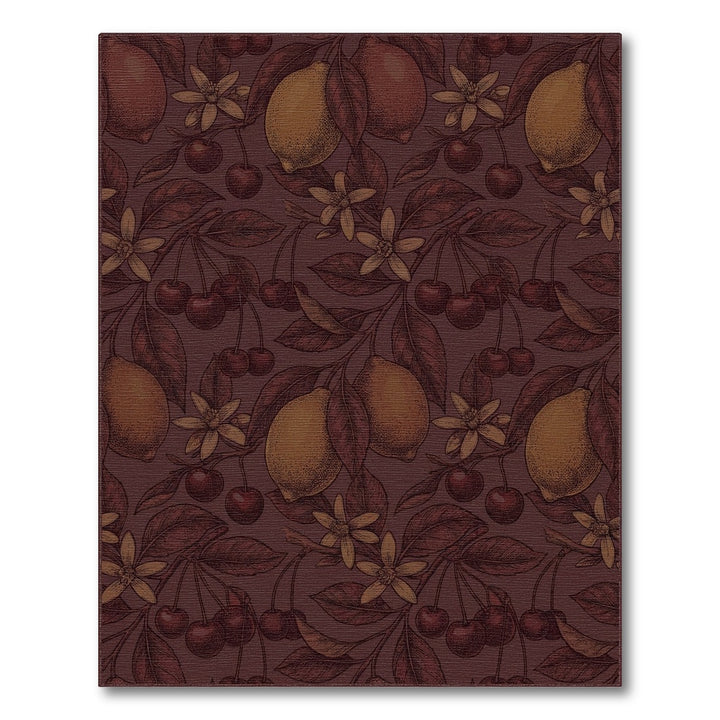 Dark Cherry Lemon Branch Art Rug