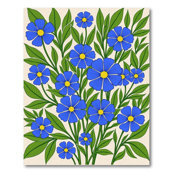 Vibrant Blue Floral Branches Garden Rug