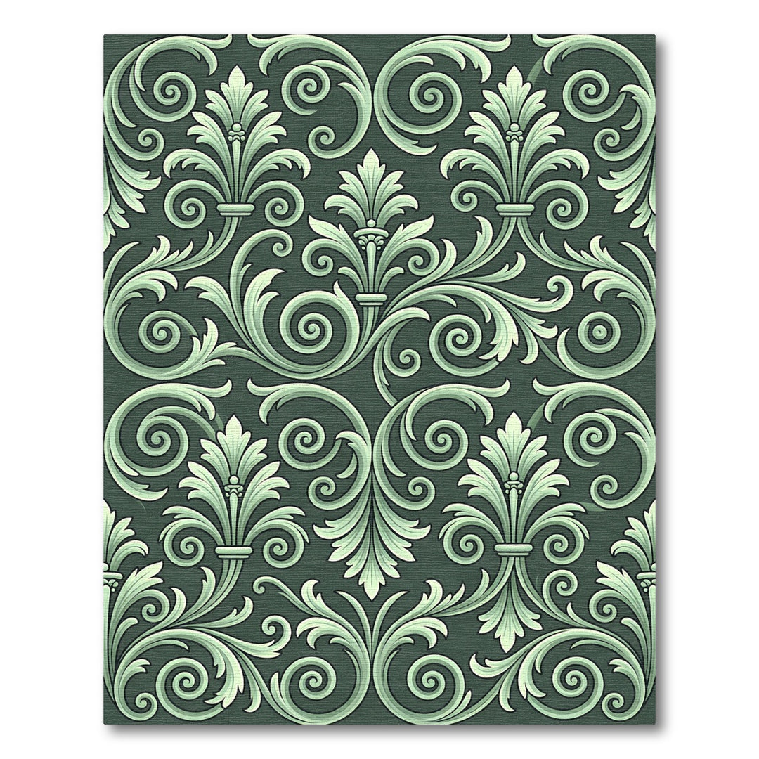Sage Green Baroque Flourish Rug