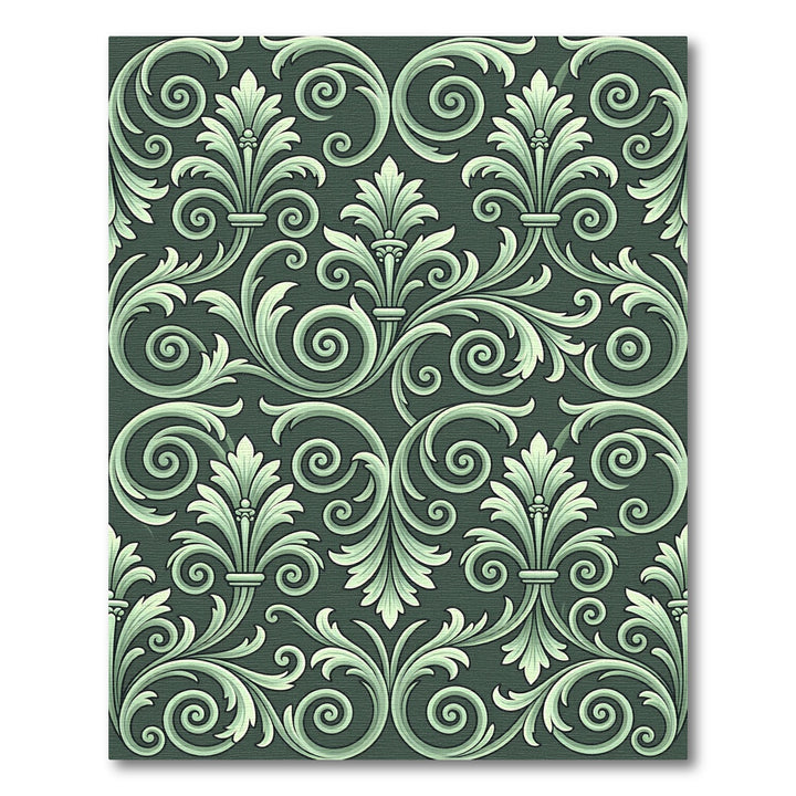 Sage Green Baroque Flourish Rug