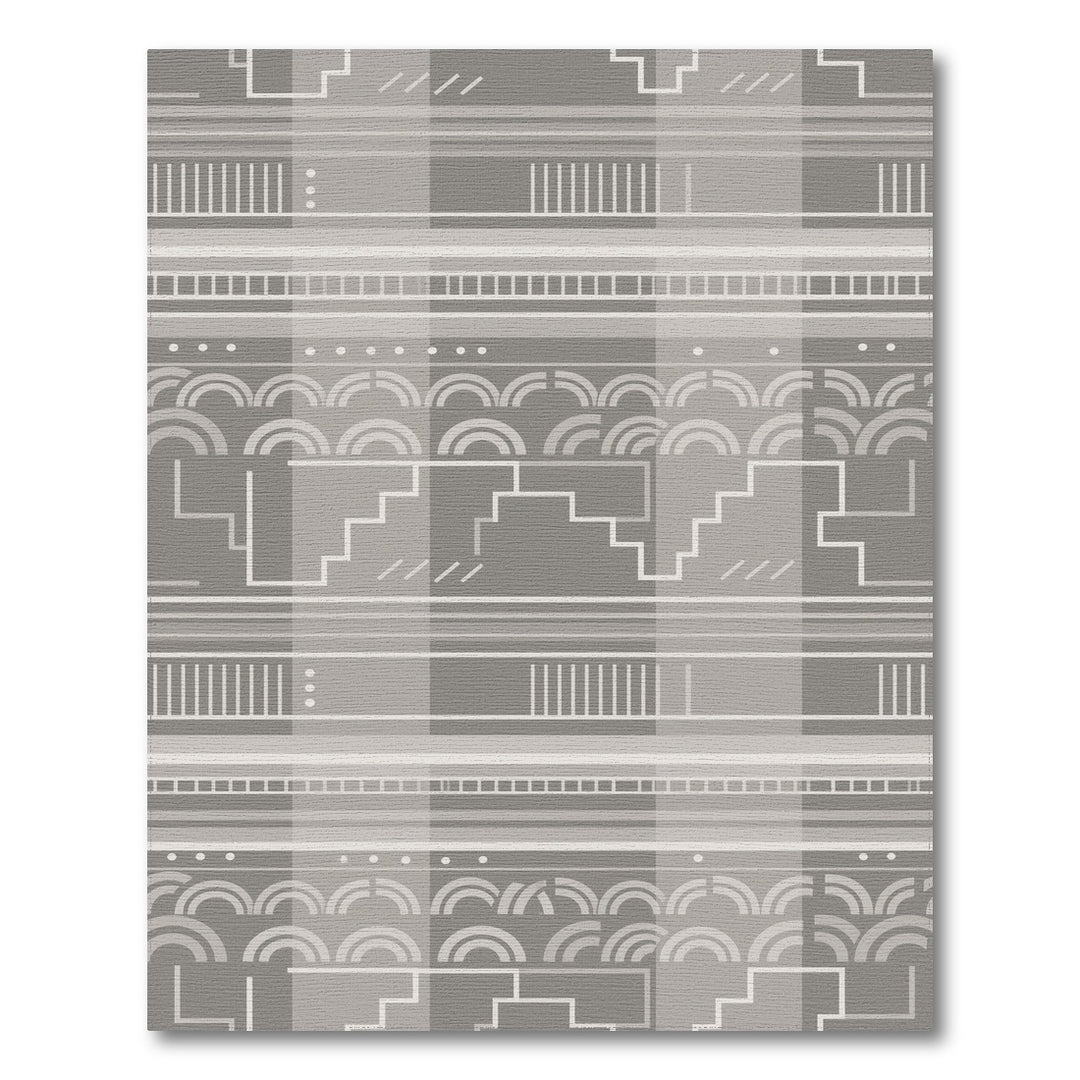 Grey Geometric Step Area Rug