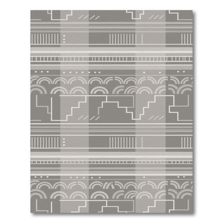 Grey Geometric Step Area Rug